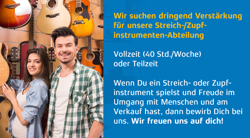 Musikhaus Jobs - Streich- / Zupfinstrumenten-Abteilung